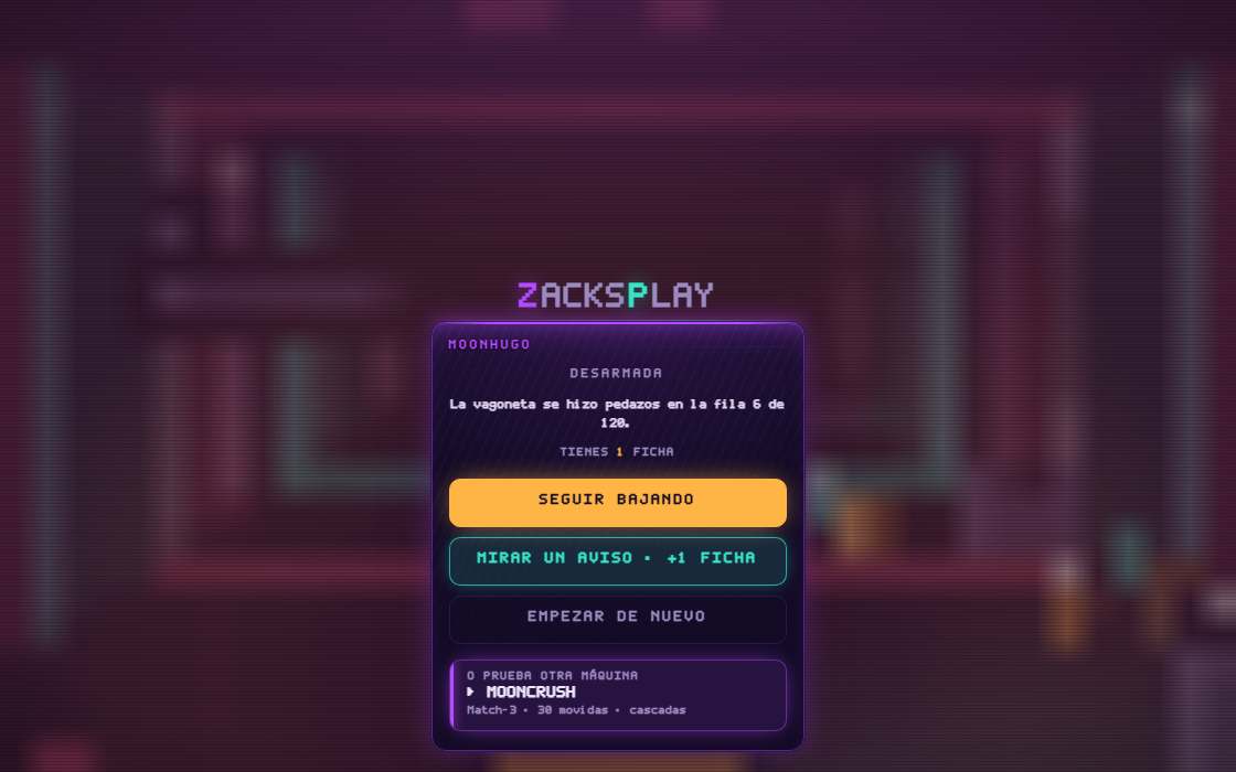 Partida de MOONHUGO en ZacksPlay.